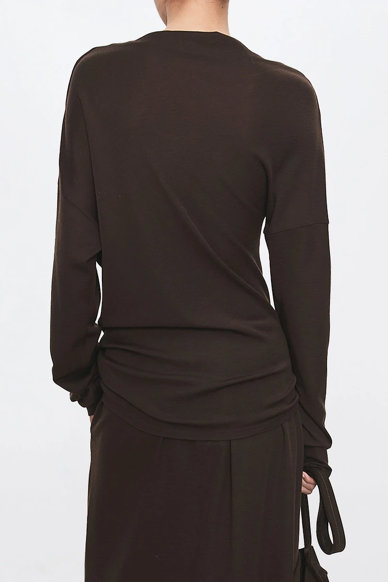 Wool Ribbed Asymmetric Top