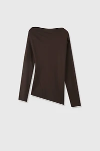 Wool Ribbed Asymmetric Top