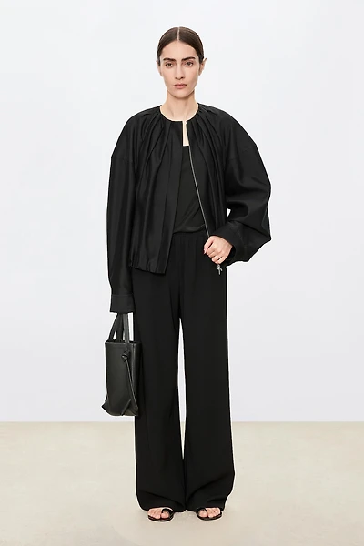 Wool-Silk Blend Balloon Jacket