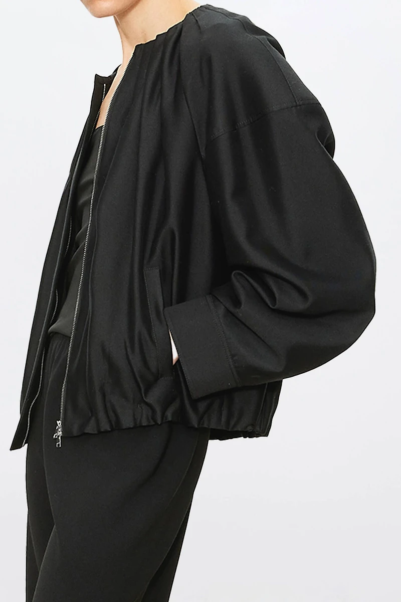 Wool-Silk Blend Balloon Jacket