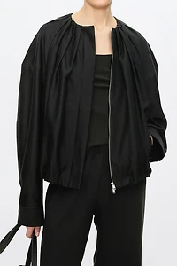 Wool-Silk Blend Balloon Jacket