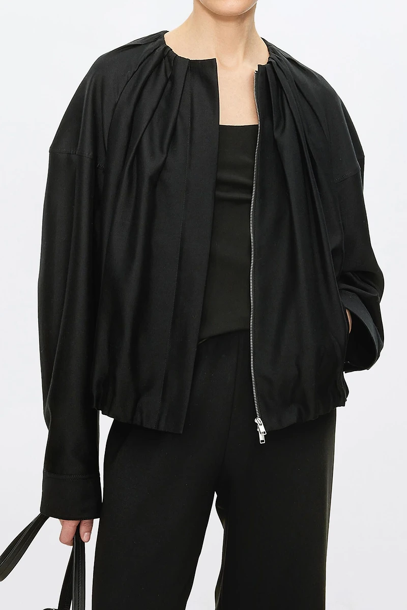 Wool-Silk Blend Balloon Jacket