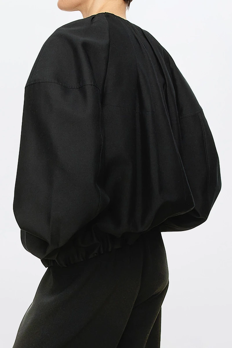 Wool-Silk Blend Balloon Jacket