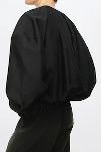 Wool-Silk Blend Balloon Jacket