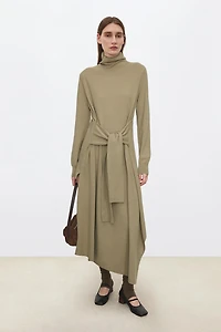 Wool Asymmetric Slit Dress