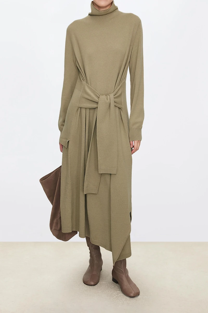 Wool Asymmetric Slit Dress