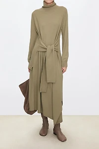 Wool Asymmetric Slit Dress