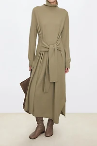 Wool Asymmetric Slit Dress