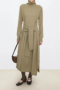 Wool Asymmetric Slit Dress