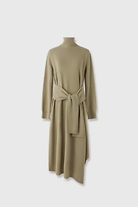 Wool Asymmetric Slit Dress