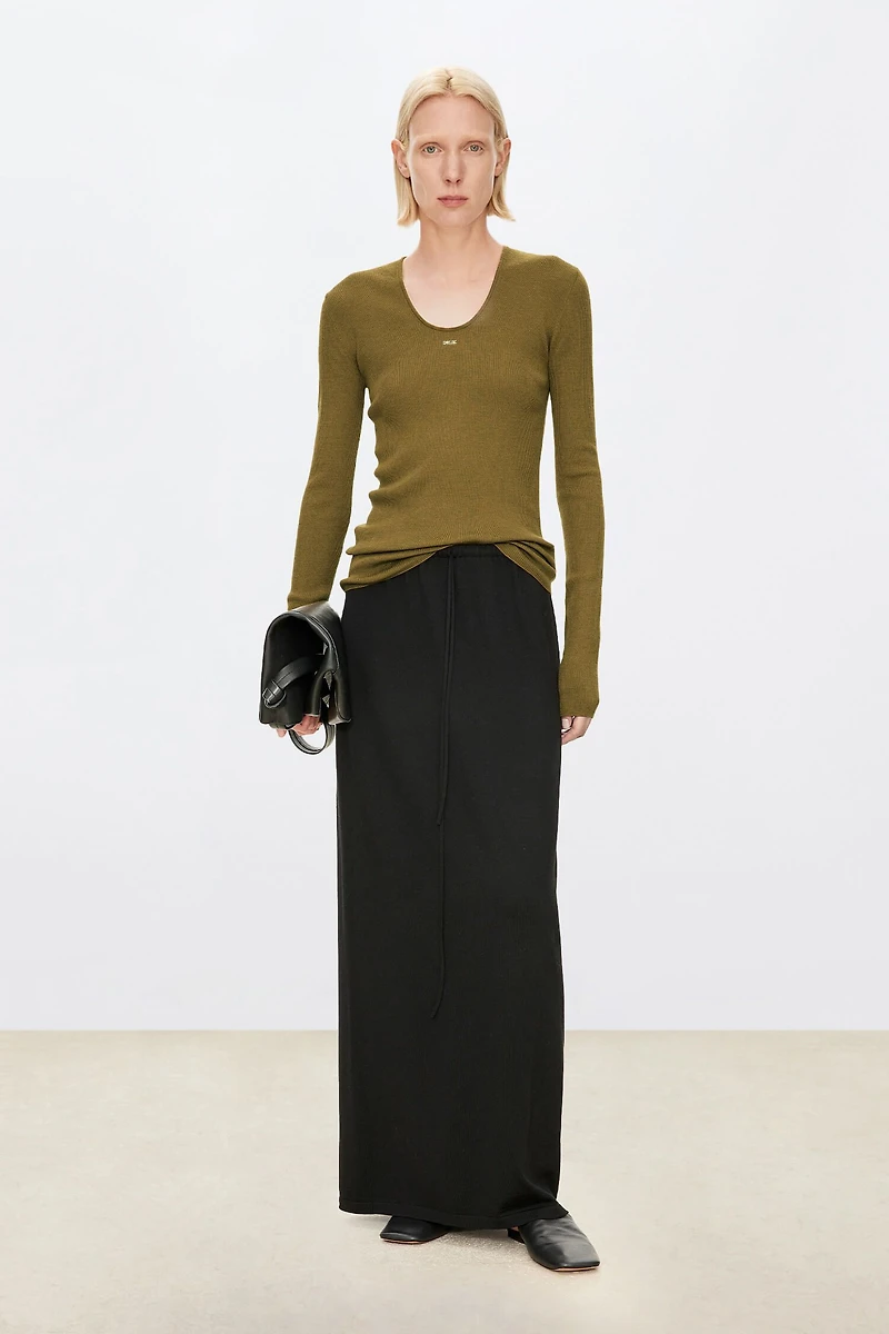Wool Big U‑neck Knit Sweater