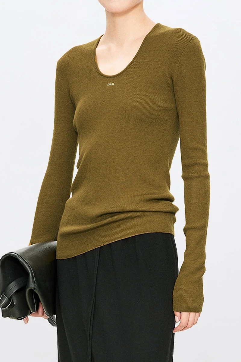 Wool Big U‑neck Knit Sweater