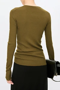 Wool Big U‑neck Knit Sweater