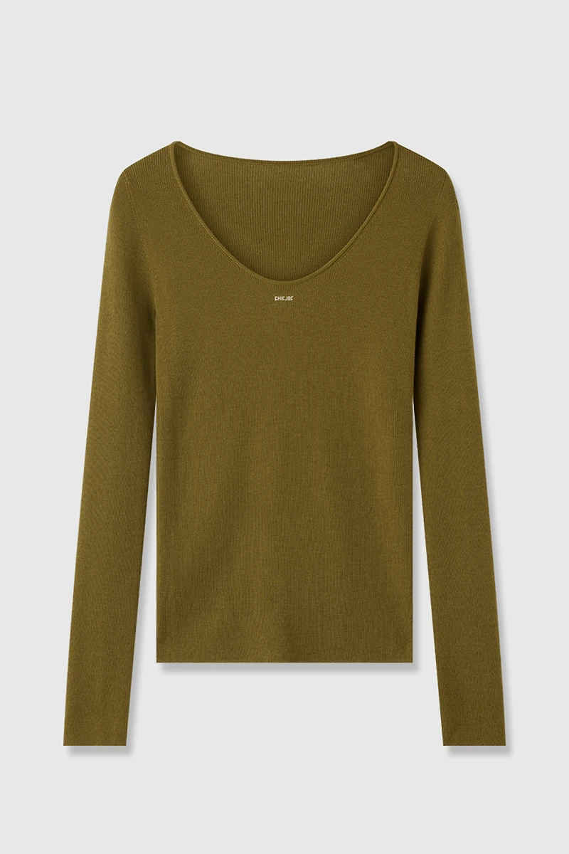Wool Big U‑neck Knit Sweater