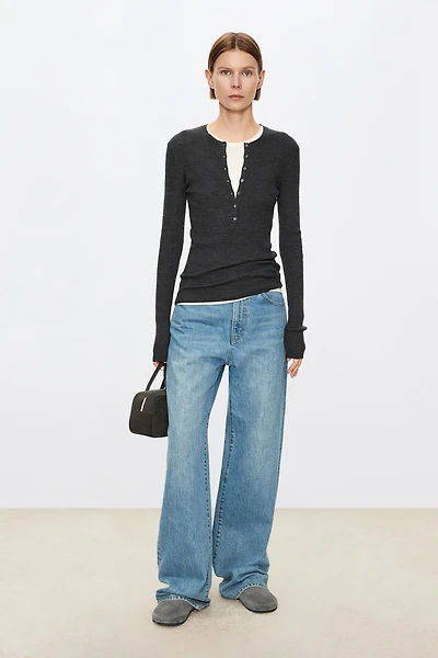 Wool Henley-neck Top