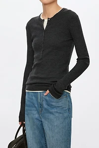 Wool Henley-neck Top