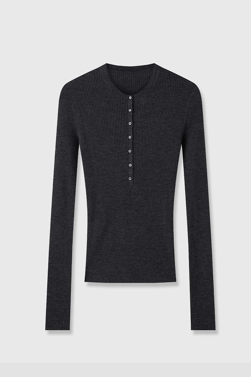 Wool Henley-neck Top