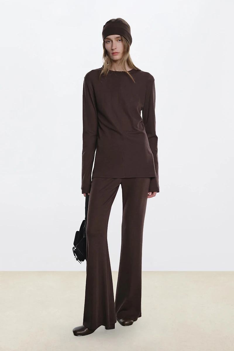 Wool Round Neck Center-Seam Top