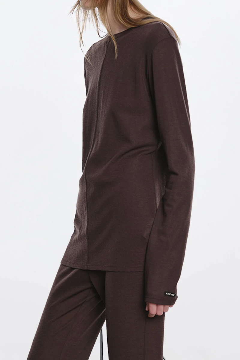 Wool Round Neck Center-Seam Top