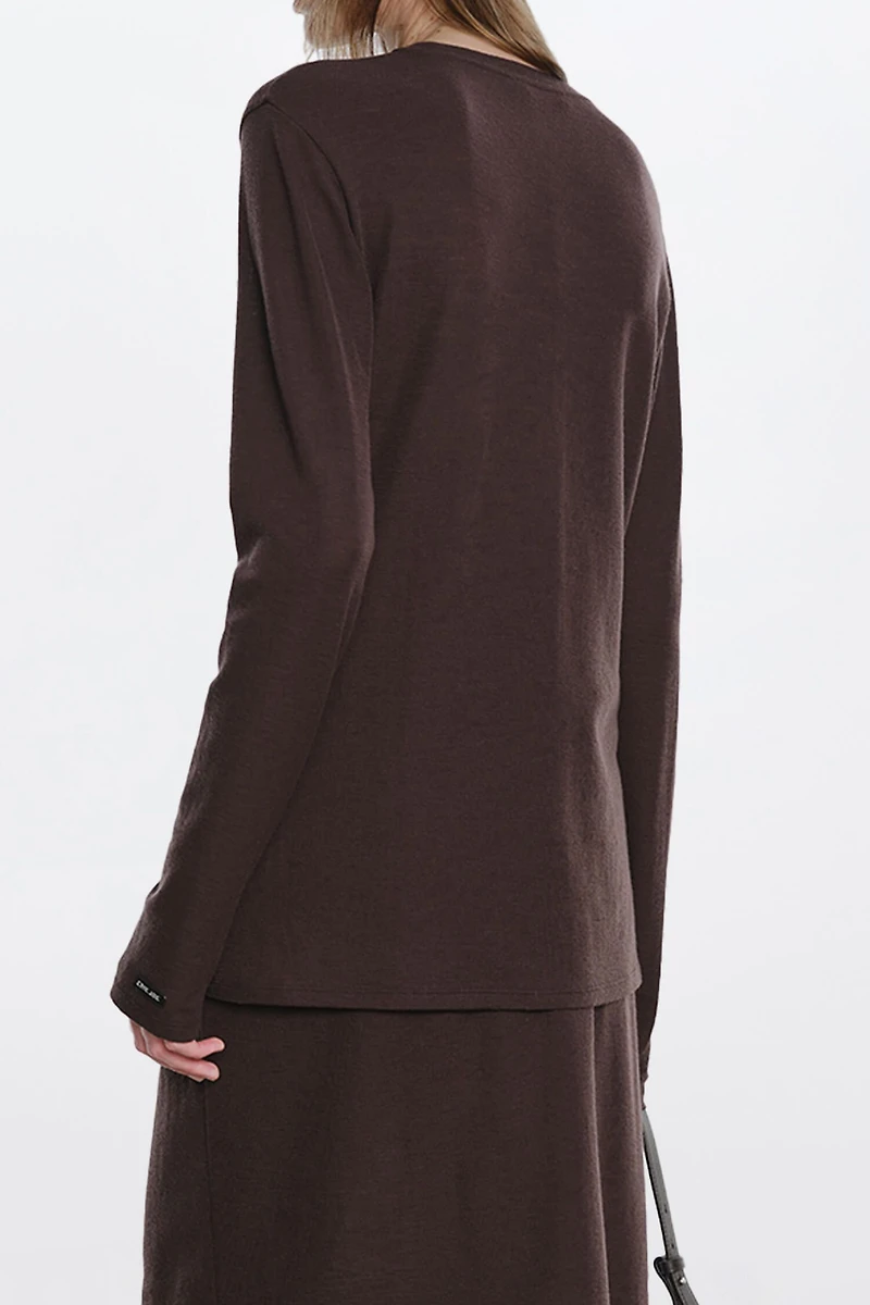 Wool Round Neck Center-Seam Top