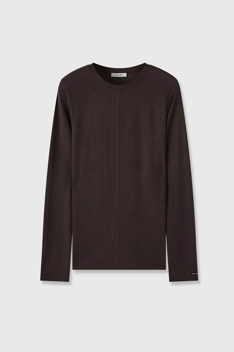 Wool Round Neck Center-Seam Top