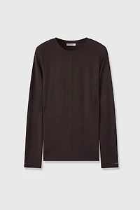 Wool Round Neck Center-Seam Top