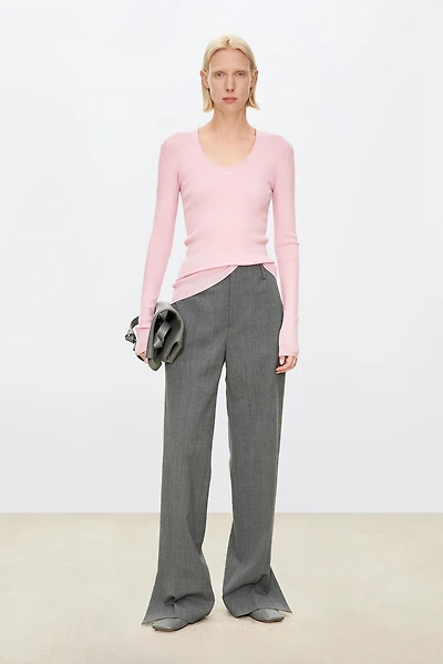 Wool U‑neck Knit Sweater