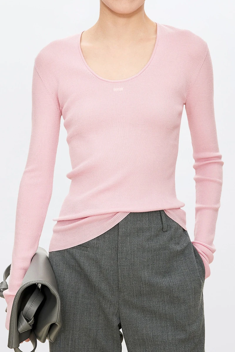 Wool U‑neck Knit Sweater