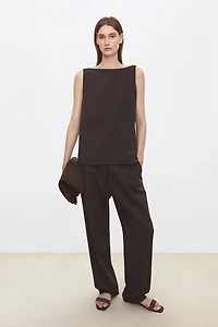 Worsted Wool Boat Neck Blazer Vest