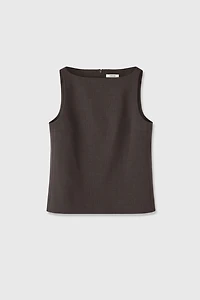 Worsted Wool Boat Neck Blazer Vest