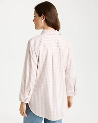 No Iron Stretch Neutral Gingham Shirt