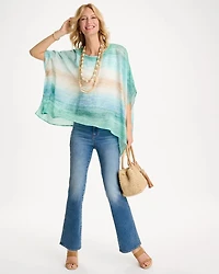 Ombre Coastal Printed Poncho