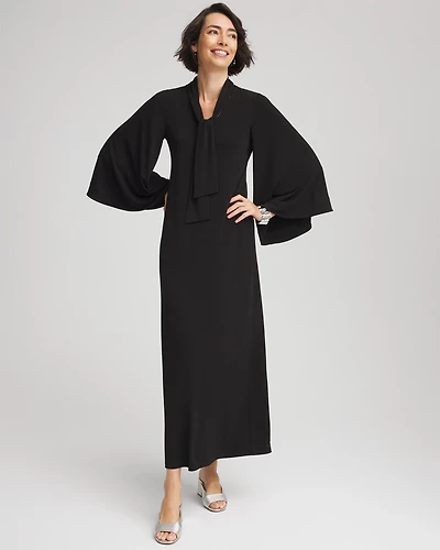 Flutter-Sleeve Tie-Front Dress