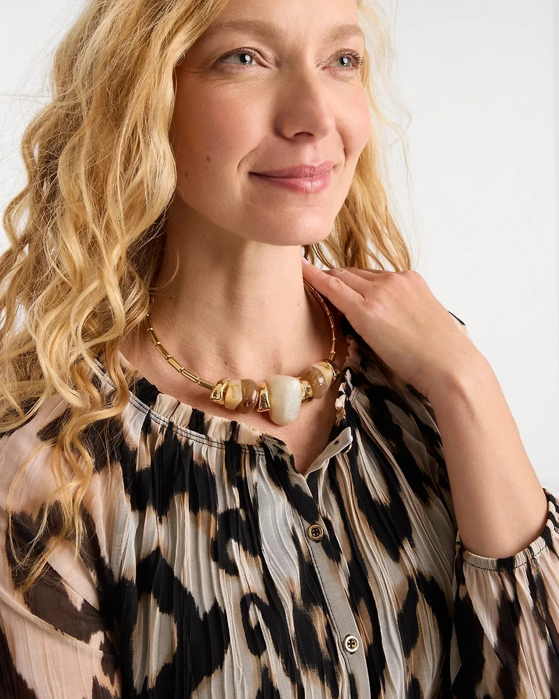 Neutral Stone Collar Necklace