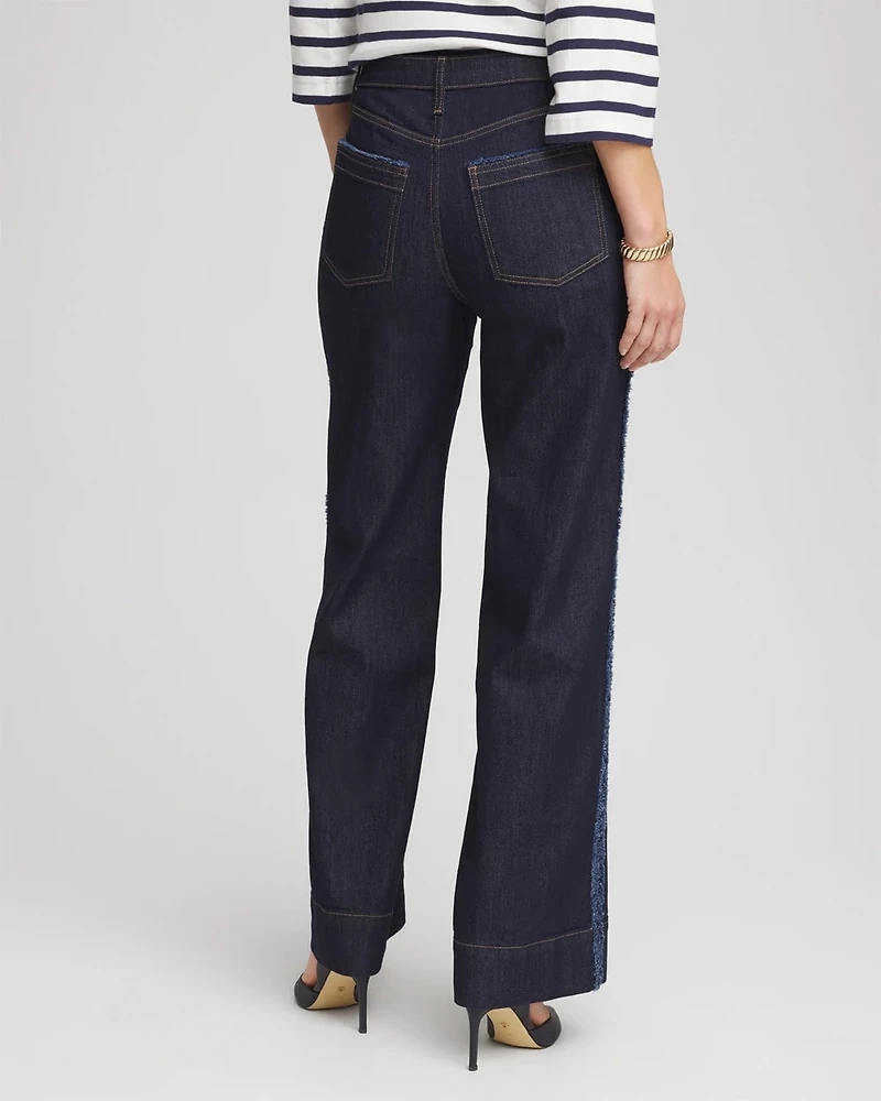 Frayed High-Rise Wide-Leg Jeans