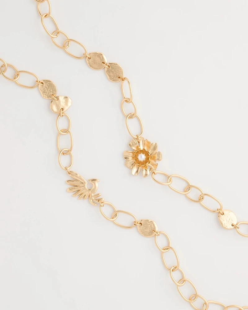 Flower Long Single-Strand Necklace