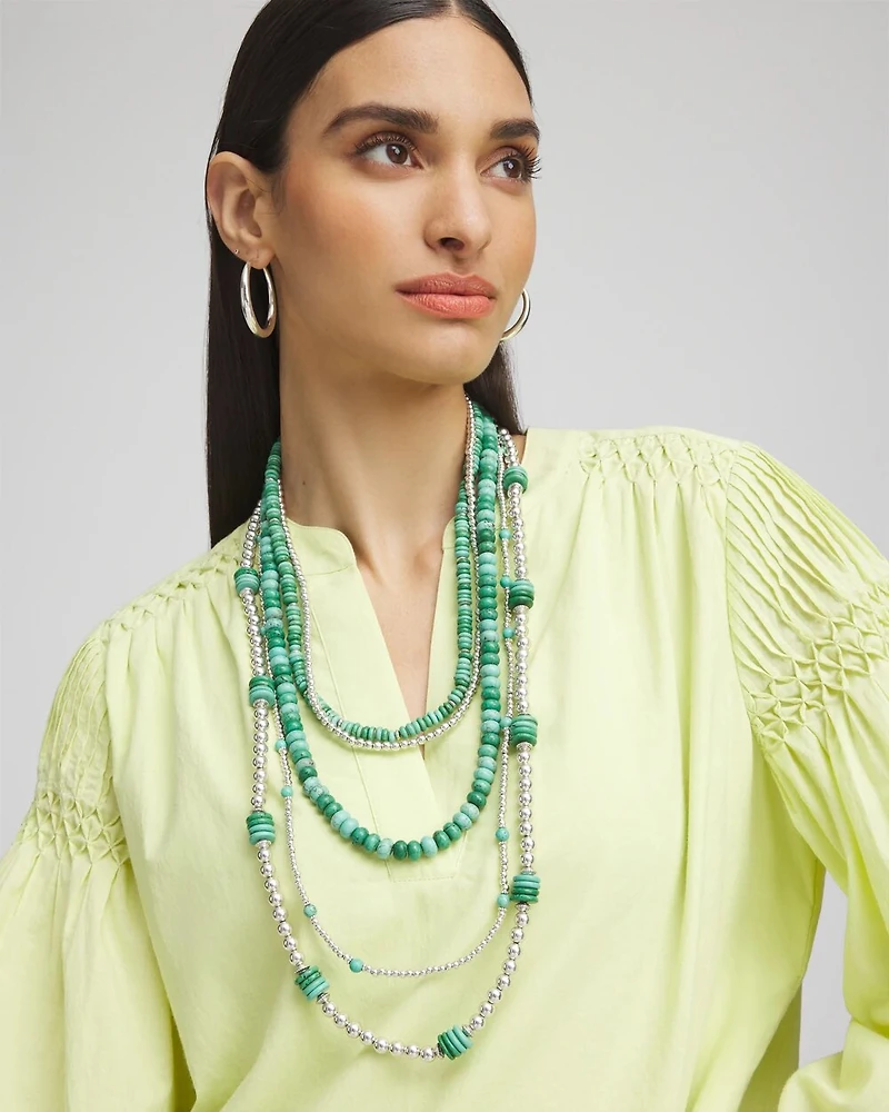 Chico's Originals Long Turquoise Stone Convertible Necklace