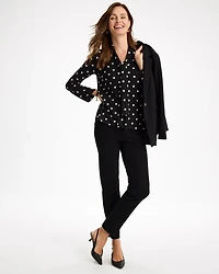 Polka-Dot Tie-Neck Tunic