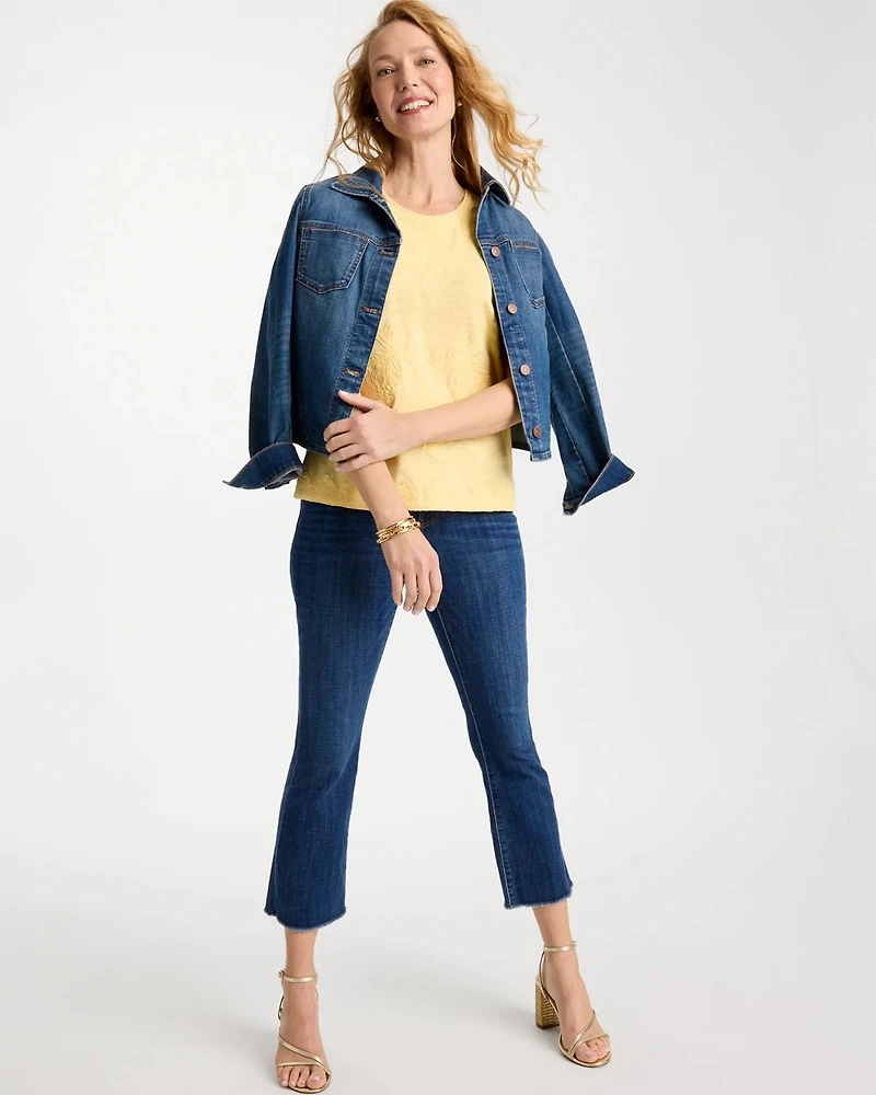 Monochrome Embroidered Cap-Sleeve Tee