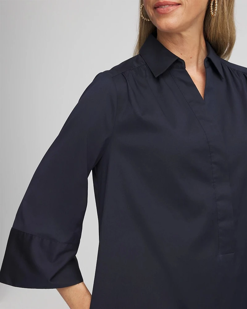 Cotton-Blend Popover Dress