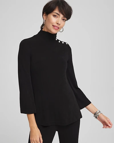Travelers™ Mock Neck Diamond Button Tunic