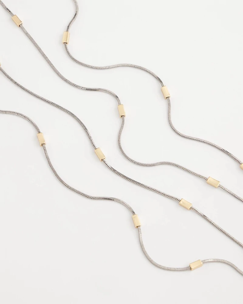 Mixed Metal Double Strand Necklace