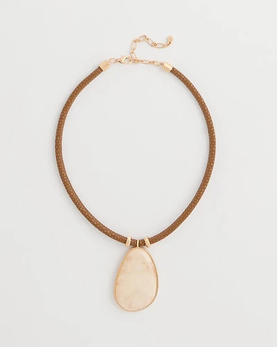 White Resin Pendant Cord Necklace