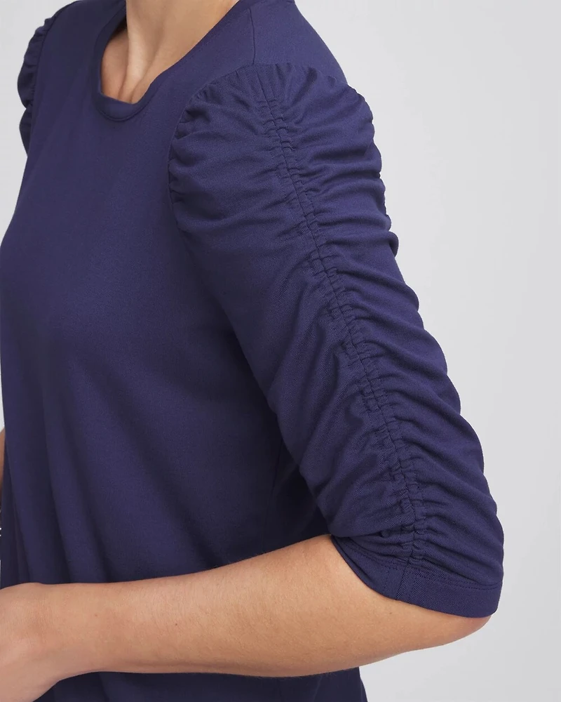 Ruched Sleeve Knit Tee