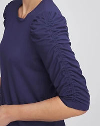 Ruched Sleeve Knit Tee