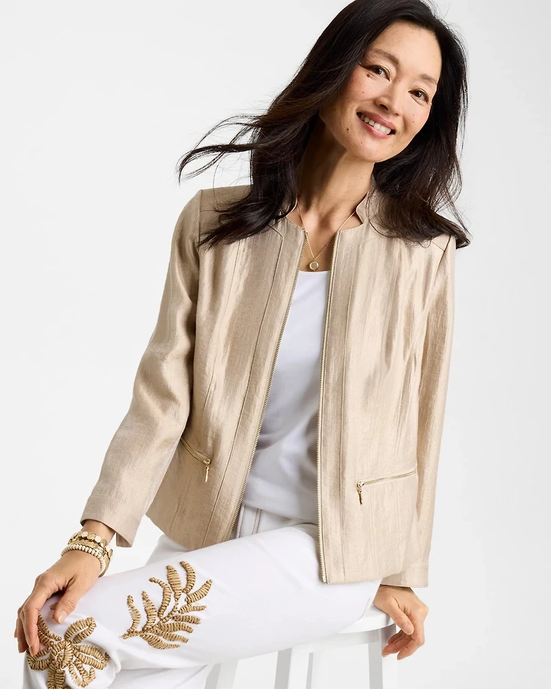 Satin Stand Collar Jacket