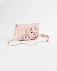 Floral Appliqué Leather Crossbody Bag