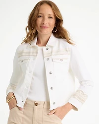 Embroidered Cropped Denim Trucker Jacket