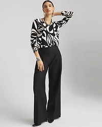 Abstract Print V-Neck Pullover Sweater