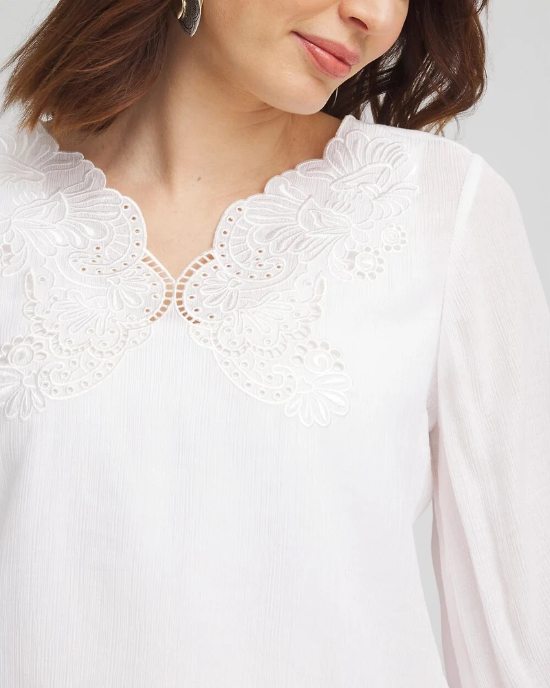 Embroidered Cutout Blouse